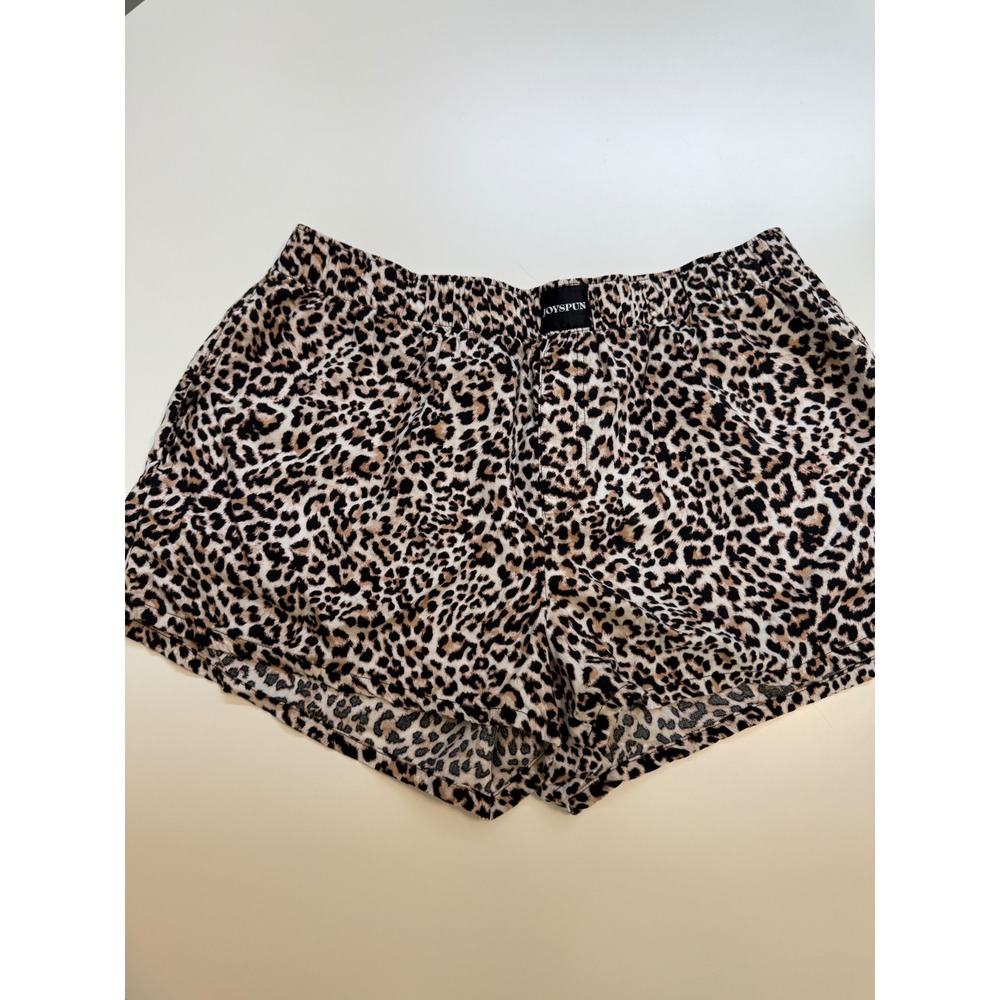 Leopard Print Pajama Shorts Womens Large Animal Print Sleepwear